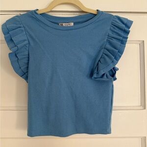 NWT Zara Blue Puff Sleeve Top- Size Medium
